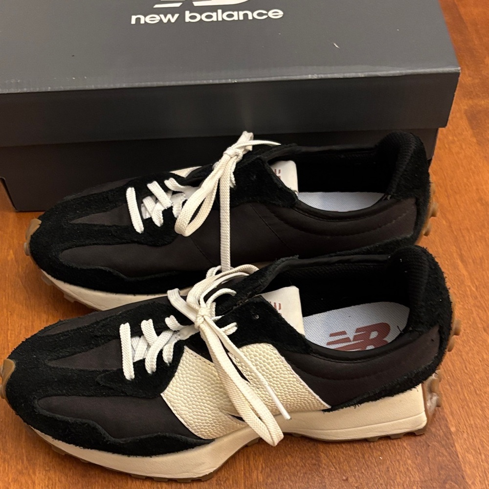 New Balance Black and Cream Athletic Shoes